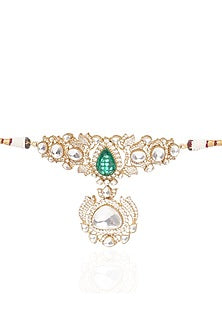 Gold Plated Green Onyx Choker Necklace Set