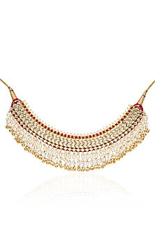Gold Plated White Pearl Necklace Set