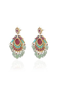 Gold Plated Multi-Colored Fluorite Stone Necklace Set