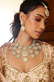 Gold Plated Rhodolite Stone Necklace Set