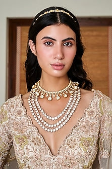 Gold Plated White Onyx Necklace Set