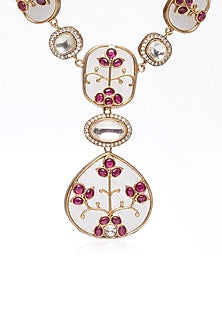 Gold Plated Red Onyx Long Necklace Set