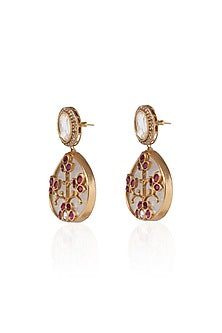 Gold Plated Red Onyx Long Necklace Set