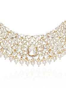Gold Plated White Pearl Necklace Set