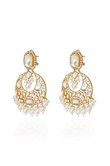 Gold Plated White Pearl Necklace Set