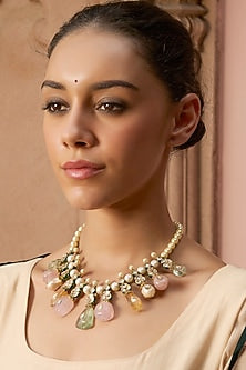 Gold Plated Navratna Stone Necklace Set