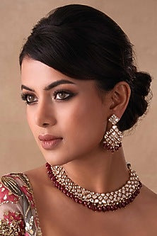 Gold Plated Ruby Necklace Set