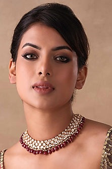 Gold Plated Ruby Necklace Set