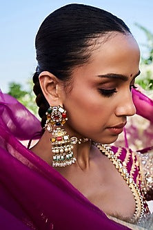Gold Plated Green Onyx & Pearl Jhumka Earrings