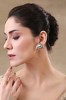 Gold Plated Red & Green Zircon Stud Earrings