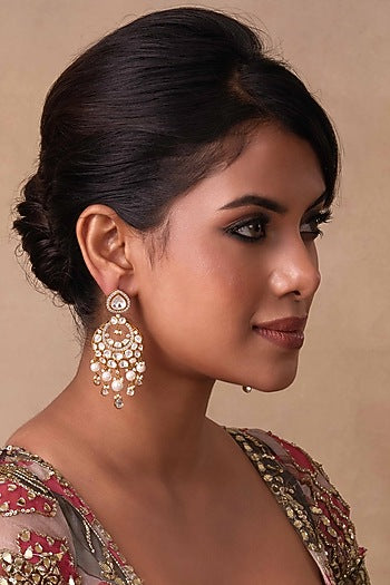 Gold Plated Pearl Chandbali Earrings