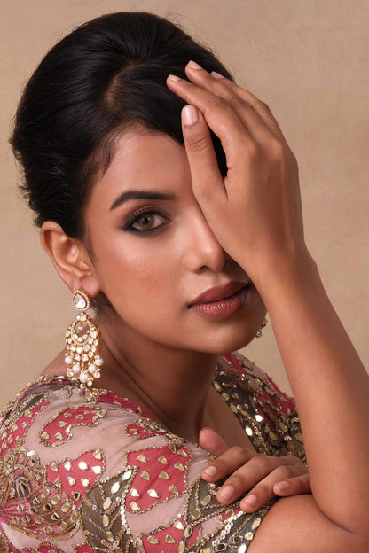 Gold Plated Pearl Chandbali Earrings