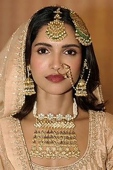 Gold Finish Kundan Polki Long Necklace Set