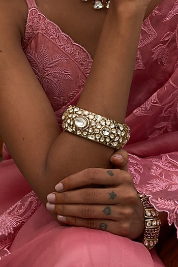 Gold Finish Kundan Polki Bangle