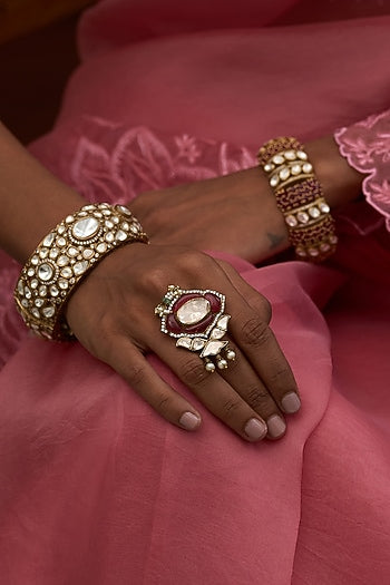 Gold Finish Kundan Polki Bangle