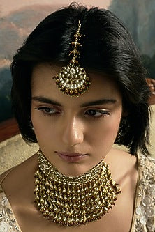 Gold Finish Kundan Polki Maangtikka