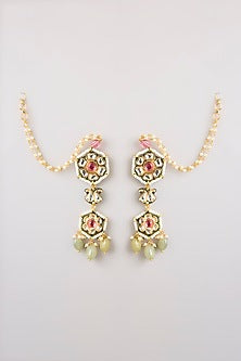 Gold Finish Multi-Colored Stone Choker Necklace Set