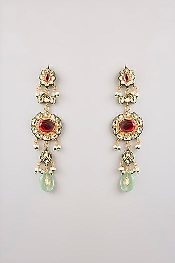 Gold Finish Multi-Colored Stone Necklace Set