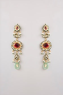 Gold Finish Multi-Colored Stone Necklace Set