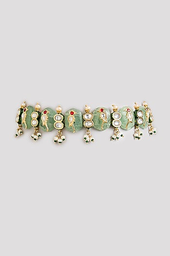 Gold Finish Emerald Stone Choker Necklace