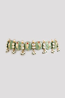 Gold Finish Emerald Stone Choker Necklace