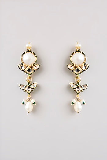 Gold Finish White Stone Necklace Set