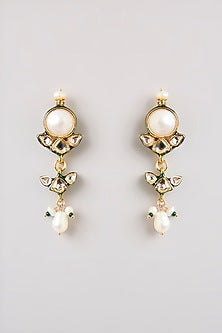 Gold Finish White Stone Necklace Set