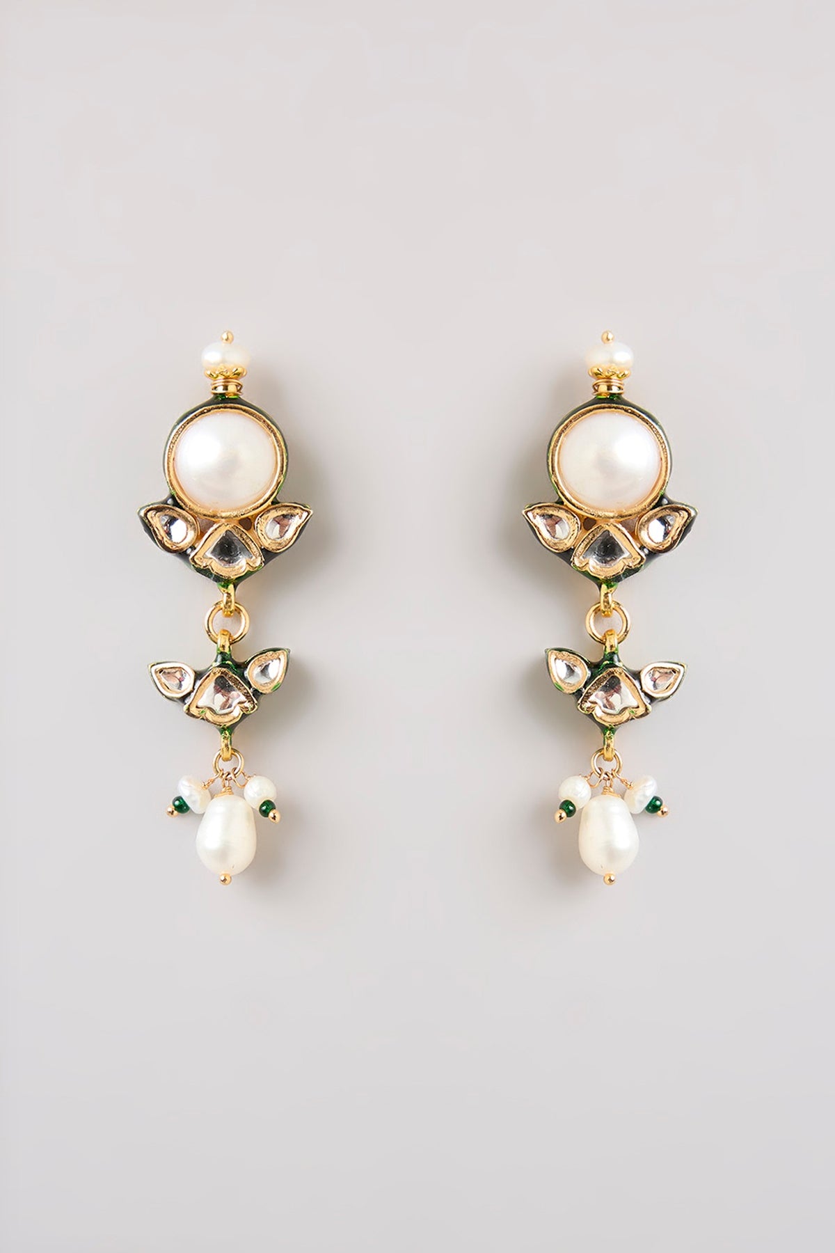 Gold Finish White Stone Necklace Set