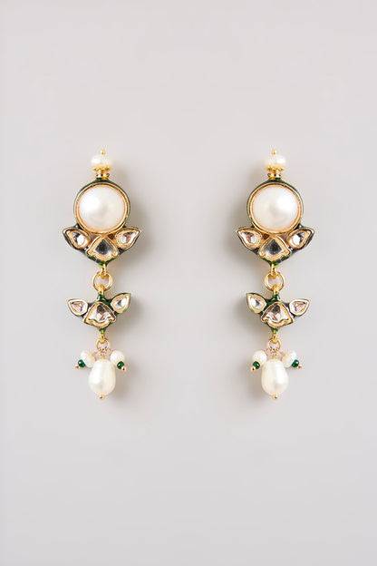 Gold Finish White Stone Necklace Set