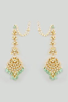 Gold Finish Kundan Polki & Deep Green Onyx Choker Necklace Set