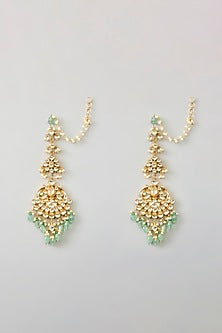 Gold Finish Kundan Polki & Deep Green Onyx Choker Necklace Set