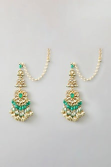 Gold Finish Kundan Polki & Green Onyx Choker Necklace Set