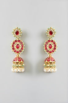 Gold Finish Kundan Polki & Pearl Necklace Set