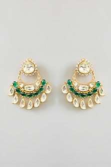 Gold Finish Moissanite & Green Onyx Drop Necklace Set