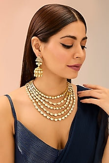 Gold Finish Moissanite Layered Necklace