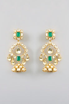 Gold Finish Green Moissanite Necklace Set