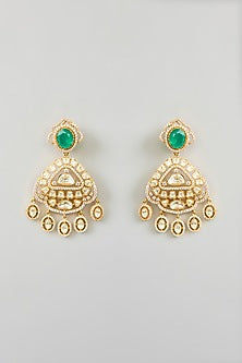 Gold Finish Green Moissanite Necklace Set