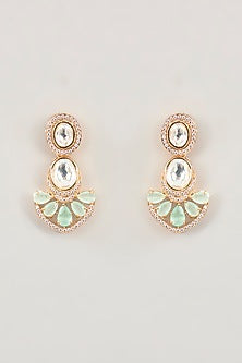 Gold Finish Mint Moissanite Polki Necklace Set