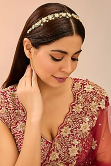 Gold Finish Kundan Polki Mathapatti