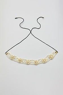 Gold Finish White Kundan Polki Mathapatti