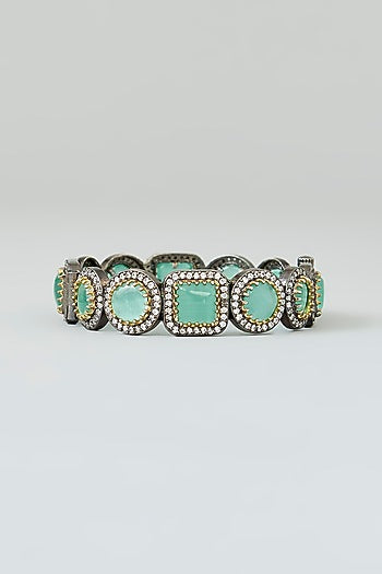 Black Rhodium Finish Mint Fluorite Bangle