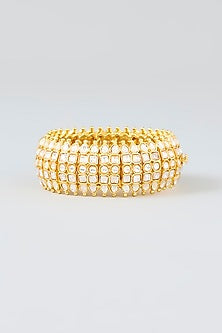 Gold Finish Kundan Polki Openable Bangle