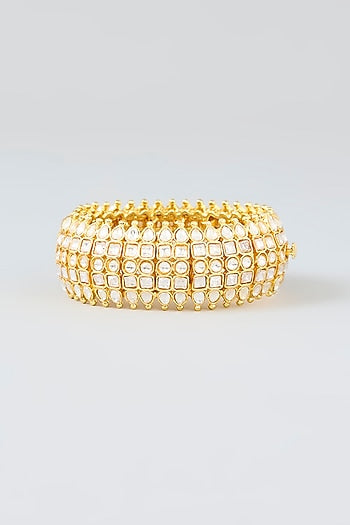 Gold Finish Kundan Polki Openable Bangle