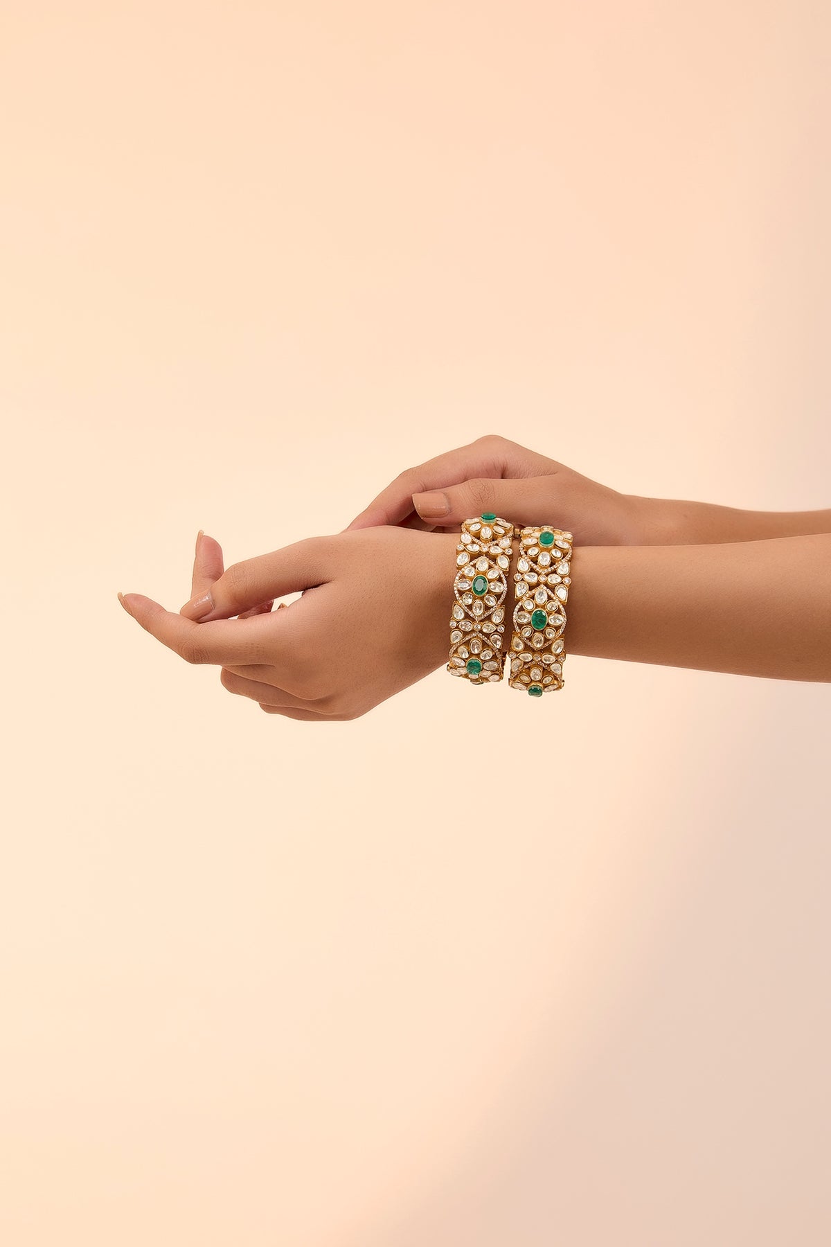 Gold Finish Kundan Polki Bangle