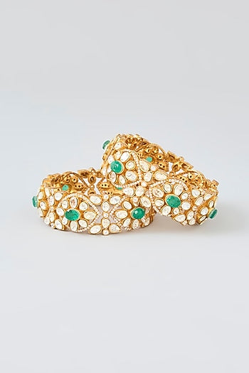 Gold Finish Kundan Polki Bangle