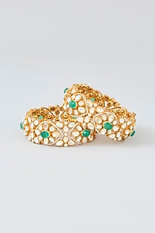 Gold Finish Kundan Polki Bangle