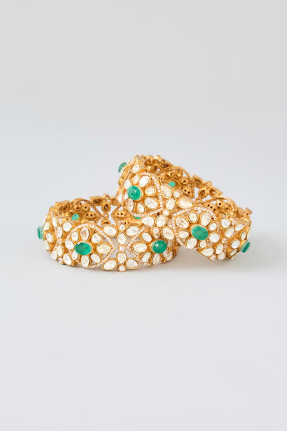 Gold Finish Kundan Polki Bangle