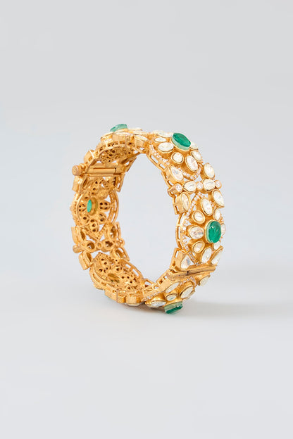 Gold Finish Kundan Polki Bangle