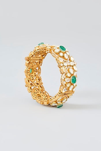 Gold Finish Kundan Polki Bangle