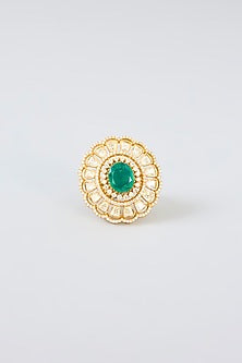Gold Finish Moissanite Ring